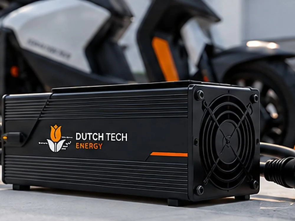 Imagem conceitual de carregador Dutch Energy para mobilidade elétrica — produto em desenvolvimento
