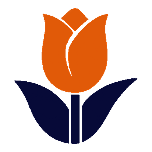 Ícone da Dutch Tech: tulipa com trilhas de circuito